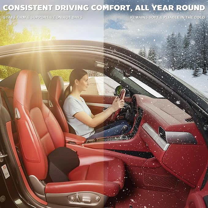 Ergonomic Sacral Cushion for Car & Office Chair - Fills Seat Gap for Tailbone & Lower Back Support, Memory Foam Wedge Pillow for SI Joint Comfort, Non-Slip Design with Seat Anchor
