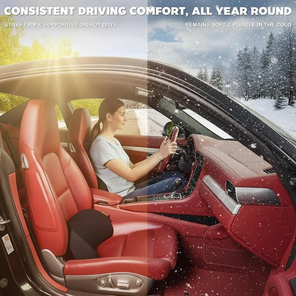 Ergonomic Sacral Cushion for Car & Office Chair - Fills Seat Gap for Tailbone & Lower Back Support, Memory Foam Wedge Pillow for SI Joint Comfort, Non-Slip Design with Seat Anchor