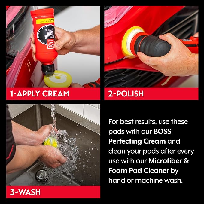 Griot's Garage 3” Perfecting Foam Pads for Car Polishing and Detailing, Buffing Pads for Paint Correction, Polishing, and Waxing, Yellow, Set of 3