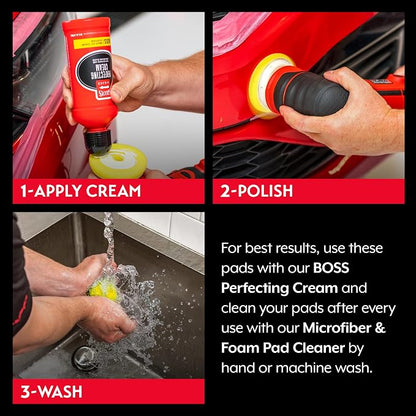 Griot's Garage 3” Perfecting Foam Pads for Car Polishing and Detailing, Buffing Pads for Paint Correction, Polishing, and Waxing, Yellow, Set of 3