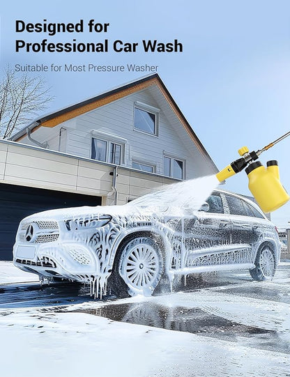 AUTOWN Foam Cannon for Pressure Washer, Car Wash Foam Sprayer with 1/4” Quick Connector, Heavy Duty Car Wash Foam Gun, Adjustable Nozzle, Wide Neck, 1 L Bottle