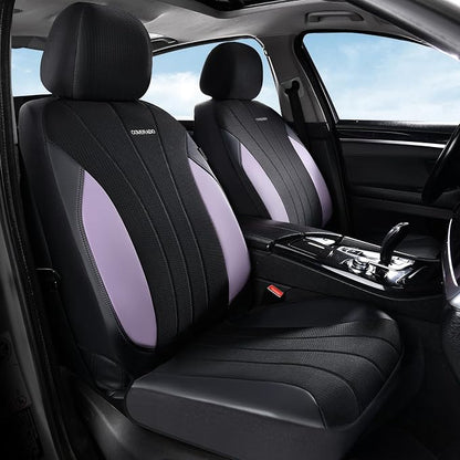 Coverado Seat Covers Full Set, Automotive Car Seat Covers 5-piece, Car Protectors 5 Seats for Car, Purple Auto Seat Covers Spill-Proof Design Universal Fit for SUV, Vans, Sedan, Truck