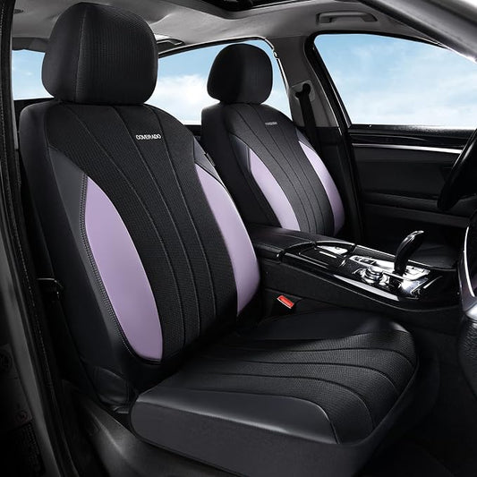 Coverado Seat Covers Full Set, Automotive Car Seat Covers 5-piece, Car Protectors 5 Seats for Car, Purple Auto Seat Covers Spill-Proof Design Universal Fit for SUV, Vans, Sedan, Truck