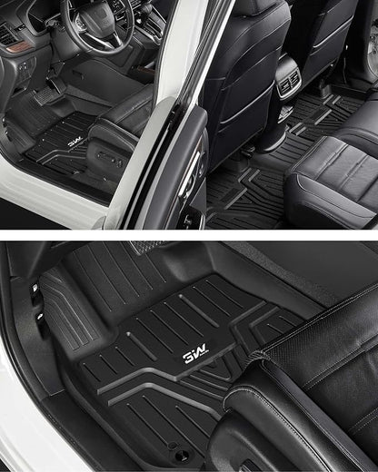 3W Floor Mats Fit for 2026 2025 2024 2023 Honda Pilot, Custom Fit Floor Liner for 1st 2nd and 3rd Row Full Set TPE All-Weather Car Liners, Black