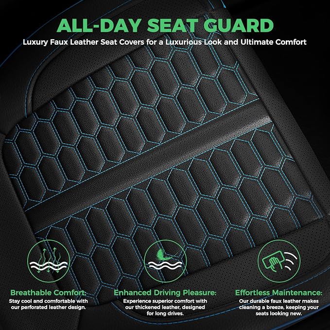 Custom Leather Seat Covers for Silverado/Sierra 1500 2014-2018, 2500HD 3500HD 2015-2019 Crew Cab Full Set with Jump Seat Cover (Armrest Storage Version Only),Truck Accessories