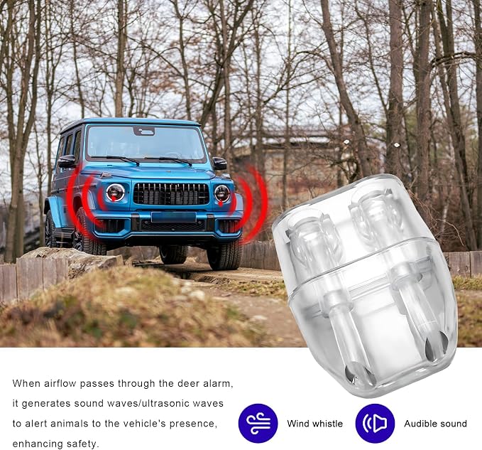 4 PCS Deer Whistles for Car, Deer Warning Device with Adhesive Tapes to Avoid Collisions, Animal Alert Horn Road Safety Whistle for SUVs Trucks Motorcycles, Car Accessories (Transparent)