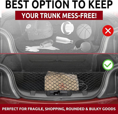 Envelope Style Automotive Elastic Trunk Cargo Net for Ford Mustang 2015-2025 - Premium Trunk Organizer and Storage - Luggage Net for Coupe - Car Organizer for Ford Mustang 2015-2025