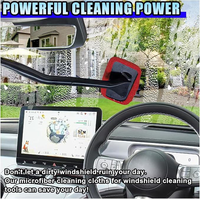 20PCS Microfiber Cloths for Car Windshield Cleaning Tool, Replaced Glass Cleaning Clothes, Interior Auto Window Cleaner Washing Bonnets, Washable & Reusable Microfiber Pads Cover Kit (Square)