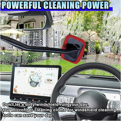 20PCS Microfiber Cloths for Car Windshield Cleaning Tool, Replaced Glass Cleaning Clothes, Interior Auto Window Cleaner Washing Bonnets, Washable & Reusable Microfiber Pads Cover Kit (Square)