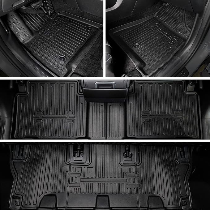 Floor Mats for 2024 2025 2026 Hyundai Santa Fe Car Mat Accessories(Fit Hybrid and Gas), All Weather TPE Cargo Mat Trunk Mat with Backrest Mats