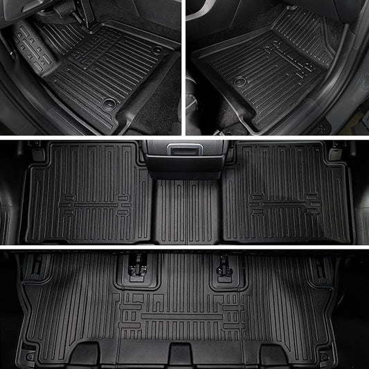 Floor Mats for 2024 2025 2026 Hyundai Santa Fe Car Mat Accessories(Fit Hybrid and Gas), All Weather TPE Cargo Mat Trunk Mat with Backrest Mats