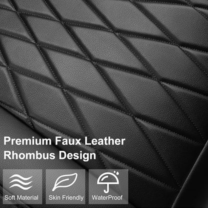 CAR PASS 1 Pack Leather Front Car Seat Cover, Bottom Seat Cover Full Wrapped with Storage Pocket, Anti-Slip Leather Seat Protector,Waterproof Seat Cushion Pad Universal Fit Sedan SUV Truck, Black