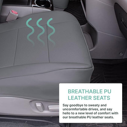 FH Group Custom Fit Car Seat Covers Specifically Made for 2011-2020 Toyota Sienna 7 Passenger, Car Seat Cover Front Set, Automotive Seat Covers in Solid Gray Faux Leather, Waterproof and Washable