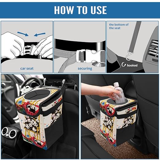 Car Trash Can – Multi-Purpose, Lightweight and Portable with Durable Water-Resistant Coating, No Installation Required, Practical and Ample Capacity, Variety of Colors.Red Panda