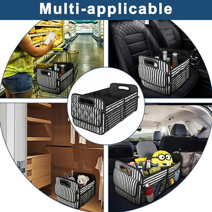 Deosk Trunk Organziers and Storage with Reinforced Handles,Car Accessories for Women/Men 50L Waterproof Polyester Trunk Organzier for Car/SUV/Minivan/Truck(Medium,Stripe)