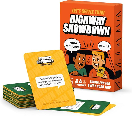 WELL BALANCED Highway Showdown – Fun & Competitive Trivia Car Game for Adults & Teens, Road Trip Travel Essentials