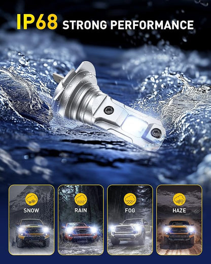 AUXITO H7 Bulb, 600% Brighter, 1:1 Mini Size No Adapter Needed, 5 Min Quick Install, No Flicker, 99% Compatibility, Pack of 2