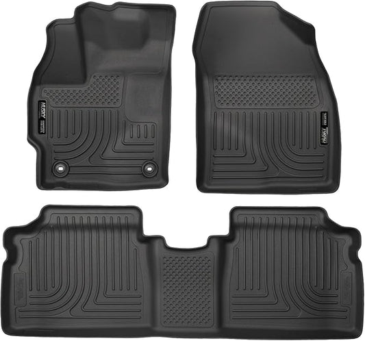 Husky Liners Weatherbeater Floor Mats | Fits 2015 Toyota Prius | Front & 2nd Row, 3-pc Black - 99511