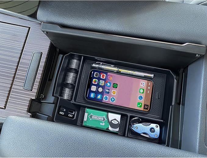 TOPINSTALL Center Console Organizer Compatible with 2021-2026 Toyota Sienna Accessories, Armrest Box Secondary Storage Tray Coin Container ABS Plastic-Black