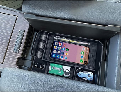 TOPINSTALL Center Console Organizer Compatible with 2021-2026 Toyota Sienna Accessories, Armrest Box Secondary Storage Tray Coin Container ABS Plastic-Black