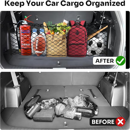 Canvcle Trunk Cargo Net for 2021-2025 2026 Kia Sorento Accessories Envelope Style Mesh Trunk Net Organizer and Storage Stretchable Adjustable Elastic Nylon Rear Cargo Netting with Hooks