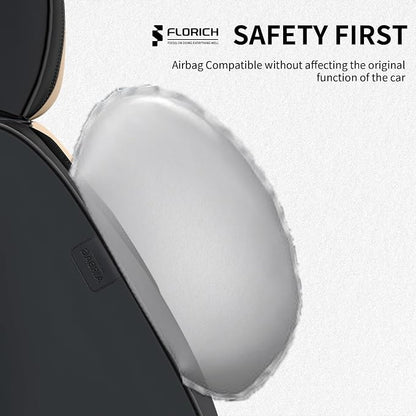 FLORICH Seat Covers, Car Seat Covers Full Set, Luxury Nappa Leather Seat Covers, Breathable and Waterproof Car Seat Protector 5 Seat, Automotive Seat Covers Universal Fit for Most Cars-Black&Beige