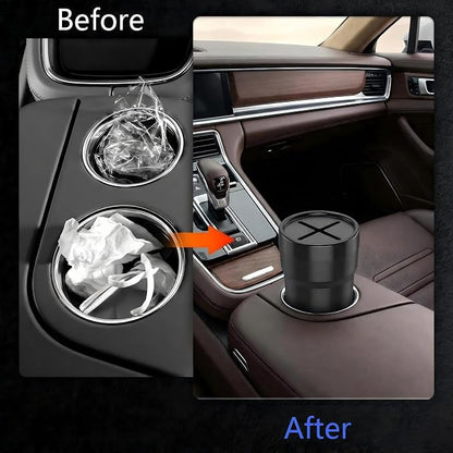FIOTOK Car Trash Can with Lid, Mini Auto Garbage Can Leakproof Vehicle Trash Bin Fits Cup Holder in Console or Door for Automotive Car, Home, Office, Kitchen, Dinning Room 2 Packs