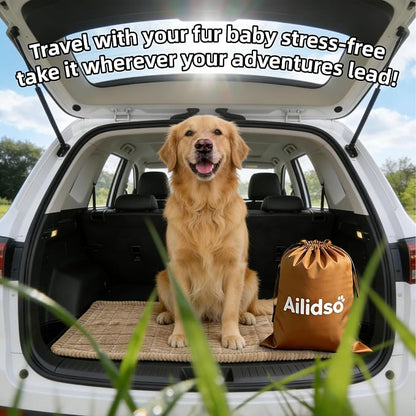 Dog Car Seat Cover, Pet Couch Covers for Car and Sofa, Non-Slip Backseat Pet Bed Mat, Machine Washable, Soft Plush Travel Seat Protector with Portable Storage Bag (Brown,23.6''×82'')