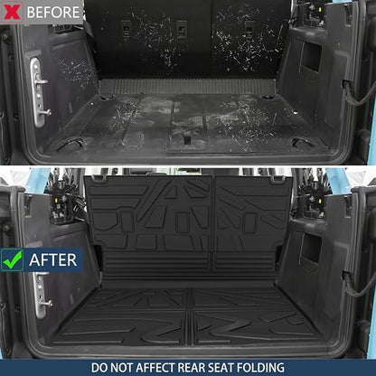 KARPAL Floor Mats for 2021-2025 2026 Ford Bronco 4 Door (Not fit Sport), Custom Fit TPE All Weather Ford Bronco Accessories 1st&2nd Row Floor Liner & Cargo Liner Backrest Mat