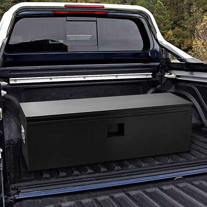 IDEALHOUSE Truck Bed Tool Box and Trailer Tongue Box - 30" Black Steel Storage Chest for Pickup Trucks, RVs, Trailers, Vans, 48"x 15"x 15"