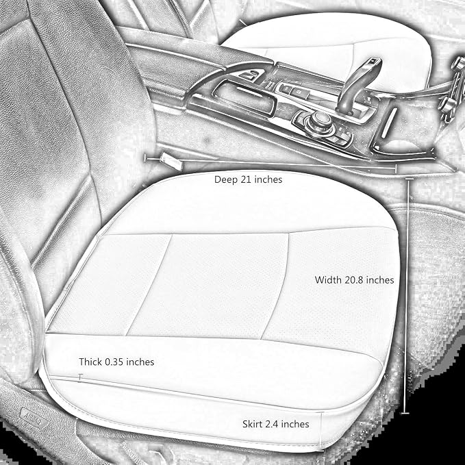 Ultra-Luxury PU Leather Car Cushion Car seat Cover for Most Four-Door Sedan&SUV,Single seat Cover Without backrest 1pcs(W20.5× D21×T 0.35 inch)