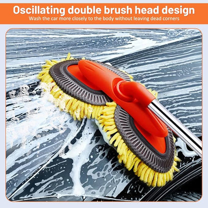 Sobotoo Car Wash Brush with Long Handle 50" Car Wash Brush Mop Cleaning Tool Chenille Microfiber RV Wash Mop Scratch-Free for Washing Detailing Cars Truck SUV RV Trailer Boat