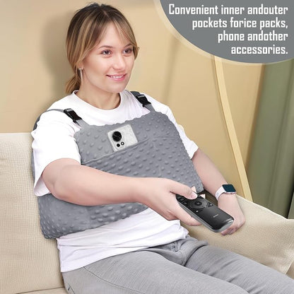 Post-Surgery Mastectomy Heart Chest Pillow with Pockets, Grey Comfort