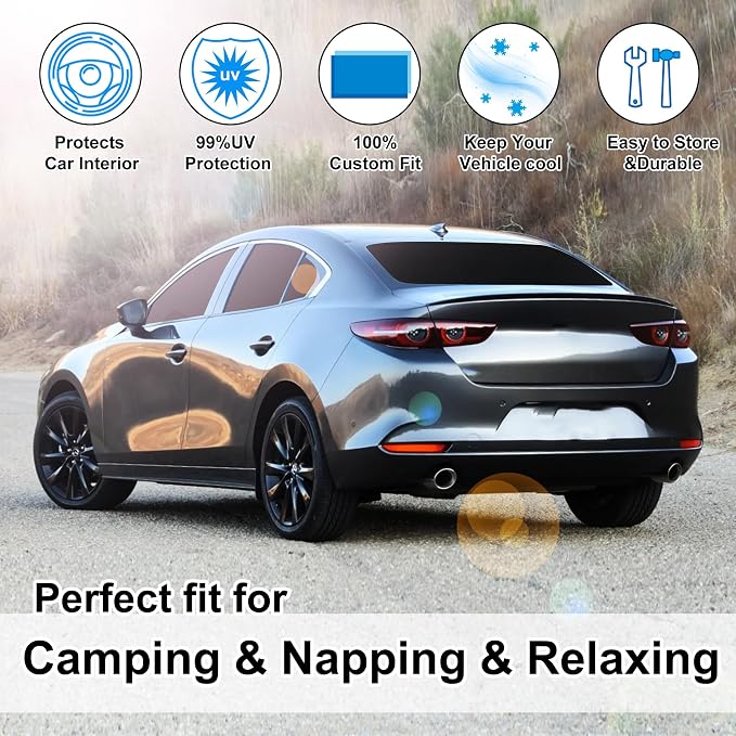 TINGLU Window Shades for Mazda 3 2019-2026 Accessories Car Side Full Windows Rear Triangular Windshield Sun Shade Sun UV Rays & Privacy Protection for Camping 8PCS