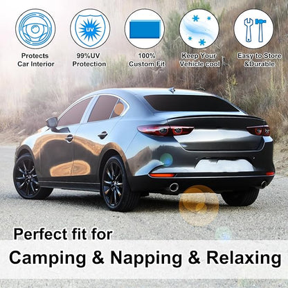 TINGLU Window Shades for Mazda 3 2019-2026 Accessories Car Side Full Windows Rear Triangular Windshield Sun Shade Sun UV Rays & Privacy Protection for Camping 8PCS