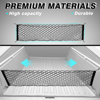 BestEvMod Cargo Mesh Net for Pickup Truck Bed Fit for Tesla Cybertruck 2026 2025 2024 Accessories Mesh Extra Strong Hook Stretchable Trunk Organizer Cargo Net(Stand Envelope Net, Reinforced POM Hooks)