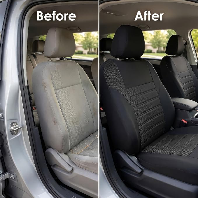 FH Group Automotive Car Seat Covers Front Set Premium 3D Air Mesh Front Seat Covers, Airbag Compatible Universal Fit Interior Accessories for Cars Trucks and SUVs - Black
