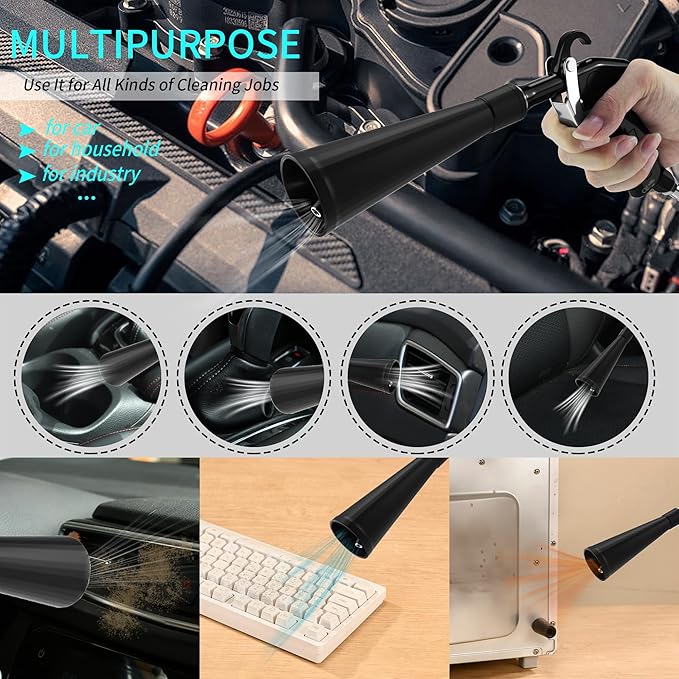 GOCCIDA Car Dry Cleaning Gun,Tornado Air Gun,High Pressure Air Blow Gun,Fast Interior Dryer Car Detailing Kit,Vortex Air Cleaning Tool for Car Detailing(2 Set Nozzle)