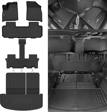 Floor Mats for Kia Telluride 2020-2025, Trunk Mat with Backrest Mat All Weather TPE Protector for Kia Telluride Accessories Floor Liner