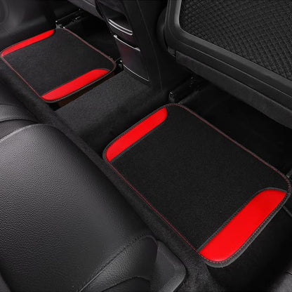 CAR PASS Faux Leather Steering Wheel Cover and Waterproof Car Floor Mats,Universal Car Combo Fit for 95% Sedan,SUV,Cars,14.5-15inch Sporty Anti-Slip Safety Comfortable Design(Black＆Red)