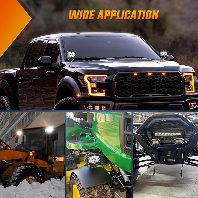 Nilight LED Pod Light 24W 4 Inch 2PCS White Flood Beam Driving Lights LED Pods IP67 Waterproof Auxiliary Offroad Lighting for Truck Tractor SUV ATV UTV Golf Cart Boat Motorcycle Dirt Bike