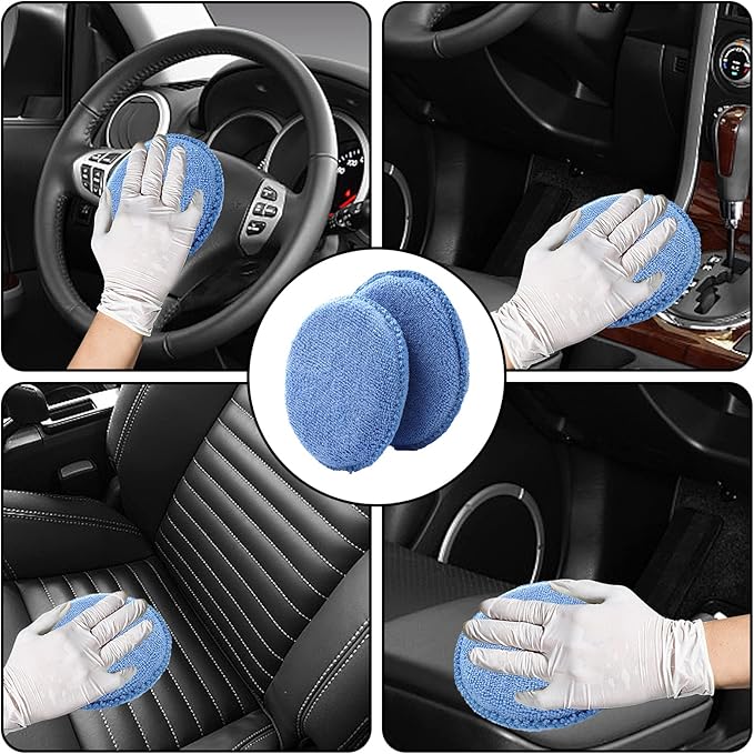 Fasmov Microfiber Applicator Pads Wax Applicator, 20 Pack Foam Applicator Pads Car Wash Sponge, Buffing & Detail Polishing Foam Pads for Car Cleaning and Fine Polishing (5" Diameter, Blue)
