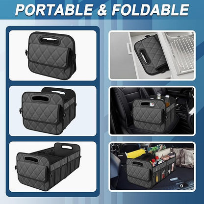 Deosk Trunk Organziers and Storage with Reinforced Handles,Car Accessories for Women/Men 50L Waterproof Polyester Trunk Organzier for Car/SUV/Minivan/Truck(Medium,Charcoal)