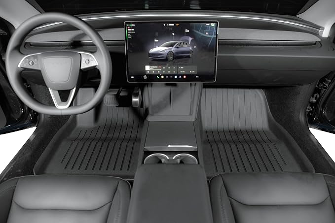 SUPER LINER Tesla Model 3 Floor Mats 2025 2026 2024 | Custom Fit All-Weather 8-Piece Set TPE Material | Tesla Model 3 Highland Floor Mats&Seatback Mats&Cargo Liner, Trunk&Interior Accessories
