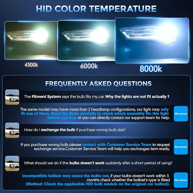 D1S Xenon HID Bulbs, 8000K White Blue 35W High/Low Beam 66144 66140 85140 85415 Replacement Bulb, Easy Installation, Pack of 2