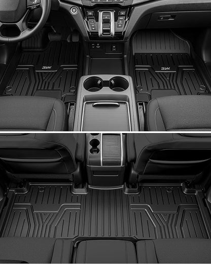 3W Floor Mats & Cargo Liner Fit for Honda CR-V 2023 2024 2025 2026 (Include Hybrid), All Weather TPE Custom Fit Honda CRV Floor Liner 1st, 2nd Row and Trunk (Upper Positon) Full Set Car Mats Black