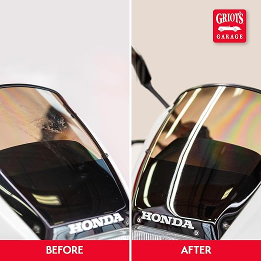 Griot's Garage Plastic All-in-One, Polish, Restore, and Protect Vehicle Lights, Gauges, B-Pillars, Windscreens and More, Ceramic Infused Protection, 16oz, 10872