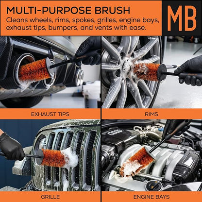 Sudslab Mini Wheel Cleaning Brush – Durable Multipurpose Rim Brush for Cars, Trucks, Motorcycles, Bicycles, Boats, Rims, Exhaust Tips, – Mini Design, Dense Bristles, All Surface Cleaner
