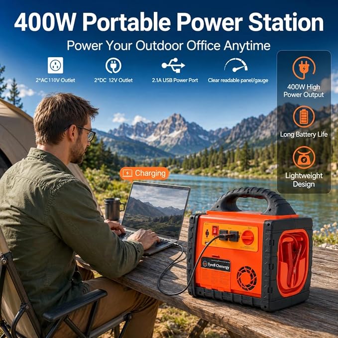 2200 Amp Car Jump Starter with Air Compressor,Portable Power Station with 260 PSI Tire Inflator,400W Power Inverter Dual AC/DC Ports,2.1A USB Port,Battery Clamps