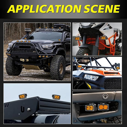Amber LED Pods, AKD Part 3 Inch CREE LED Fog Lights 40W Spot LED Lights Pods Mini Amber Chase Lights Ditch Light 2 Packs for Truck Motorcycle UTV SUV ATV Dirt Bike Snowmobile